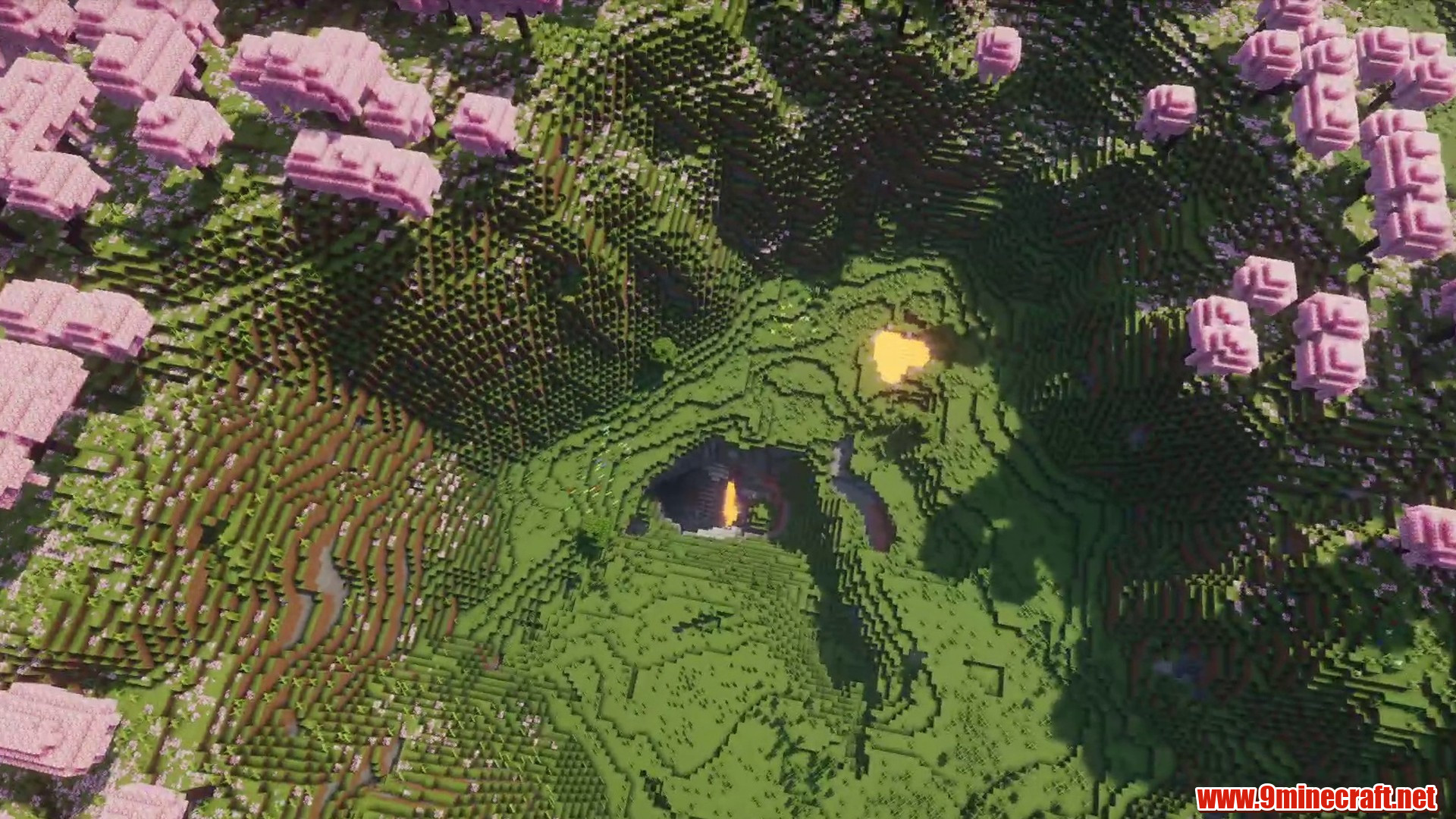 Scenic terrain from Minecraft seed 4809593936914139525