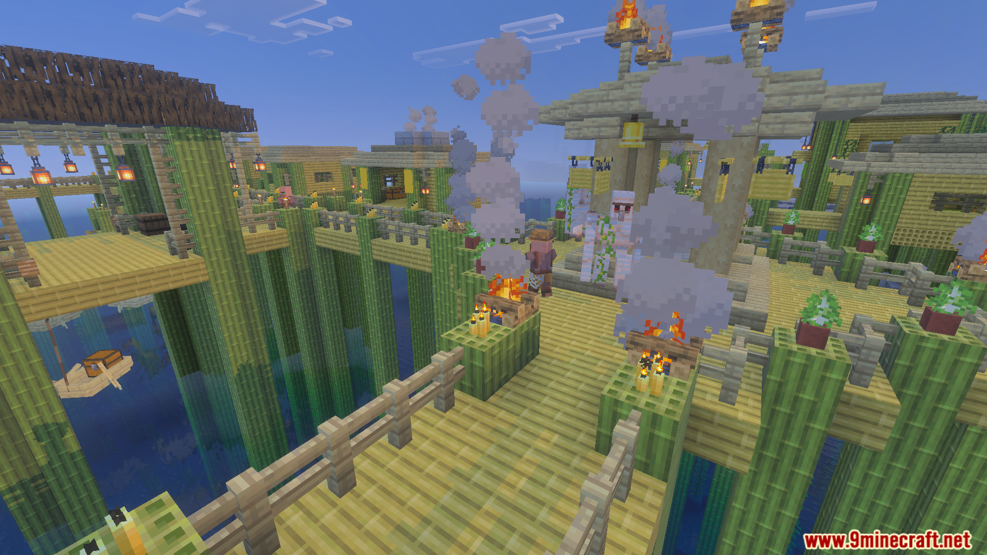 Cozy jungle village hanging gently in the trees with better layouts and detailed paths