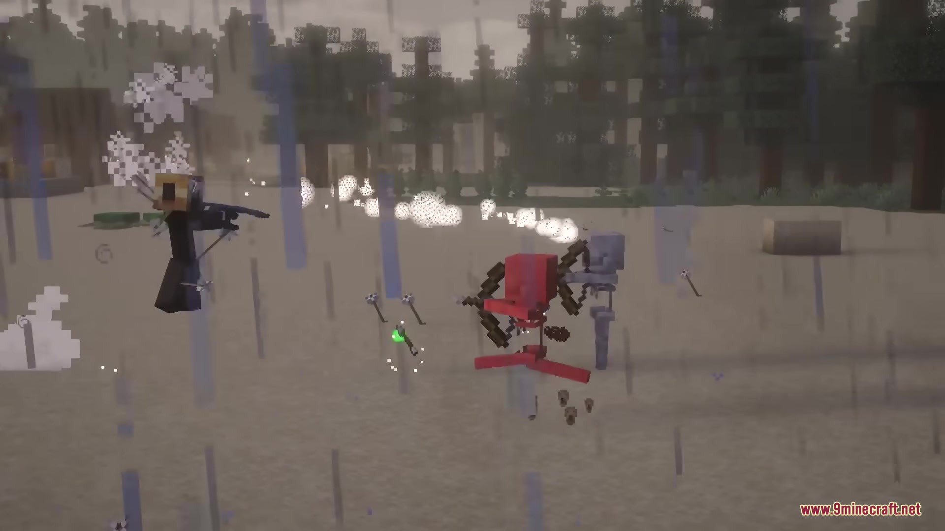 Visceral Combat Mod Screenshot 2 Impact effects appear as a skeleton takes damage from a sword strike