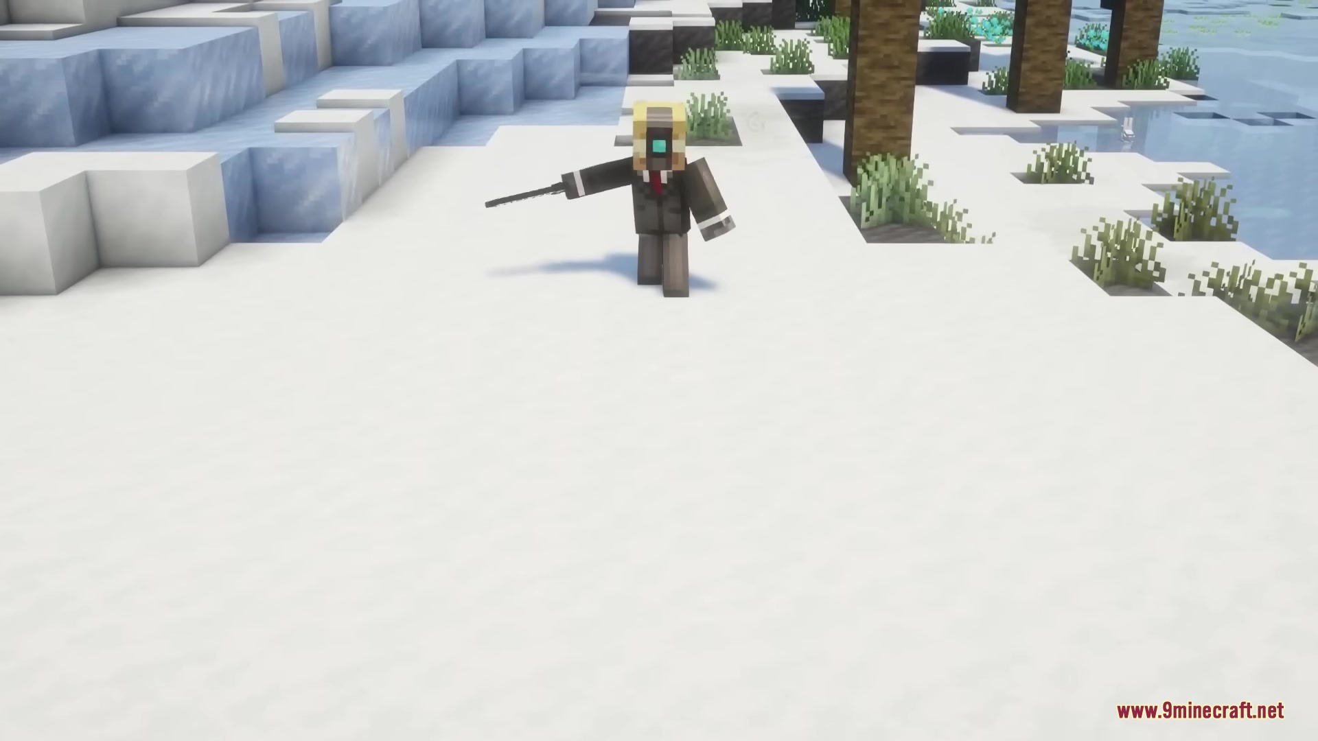 Visceral Combat Mod Screenshot 4 A player character in a suit performing a forward lunge on snow