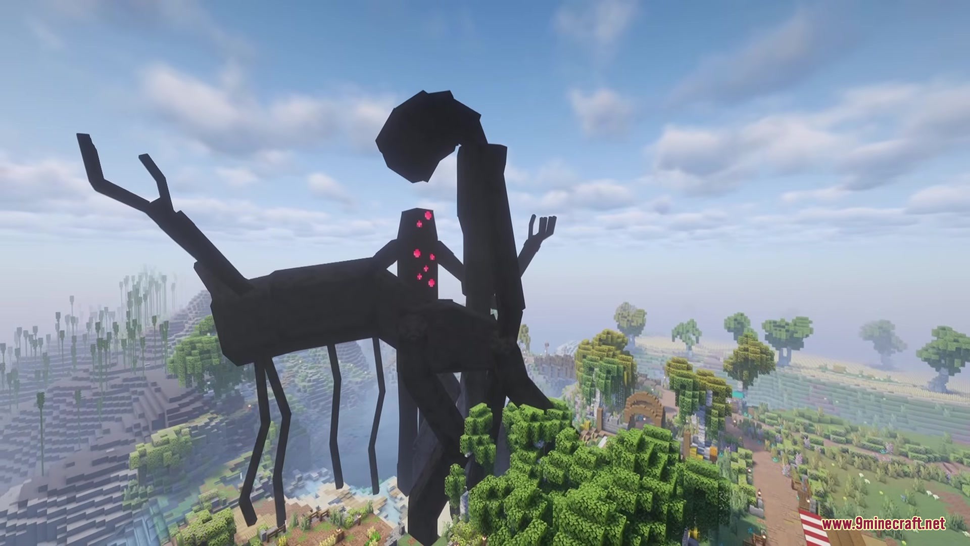 Visceral Combat Mod Screenshot 6 A giant black monster with multiple limbs looming over a lush green forest
