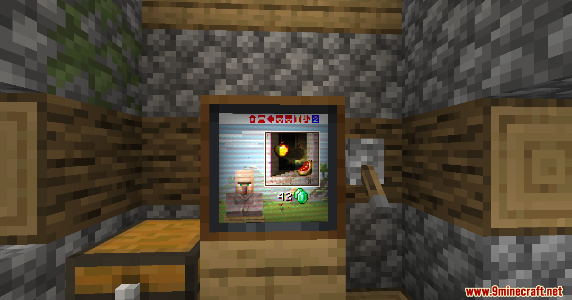 Vista Mod Screenshot 10 A television block displaying a villager animation next to a redstone lever