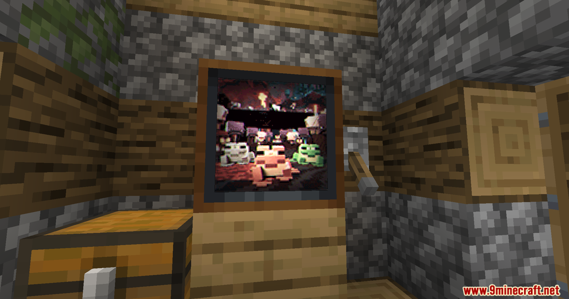 Vista Mod Screenshot 12 A television block playing a dark animation of frogs in the Nether