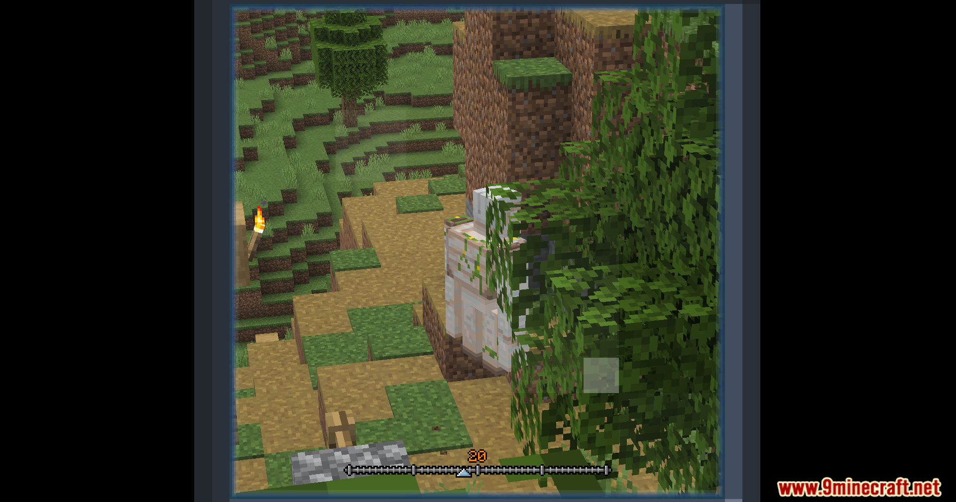 Vista Mod Screenshot 4 An iron golem covered in vines seen through a security camera screen