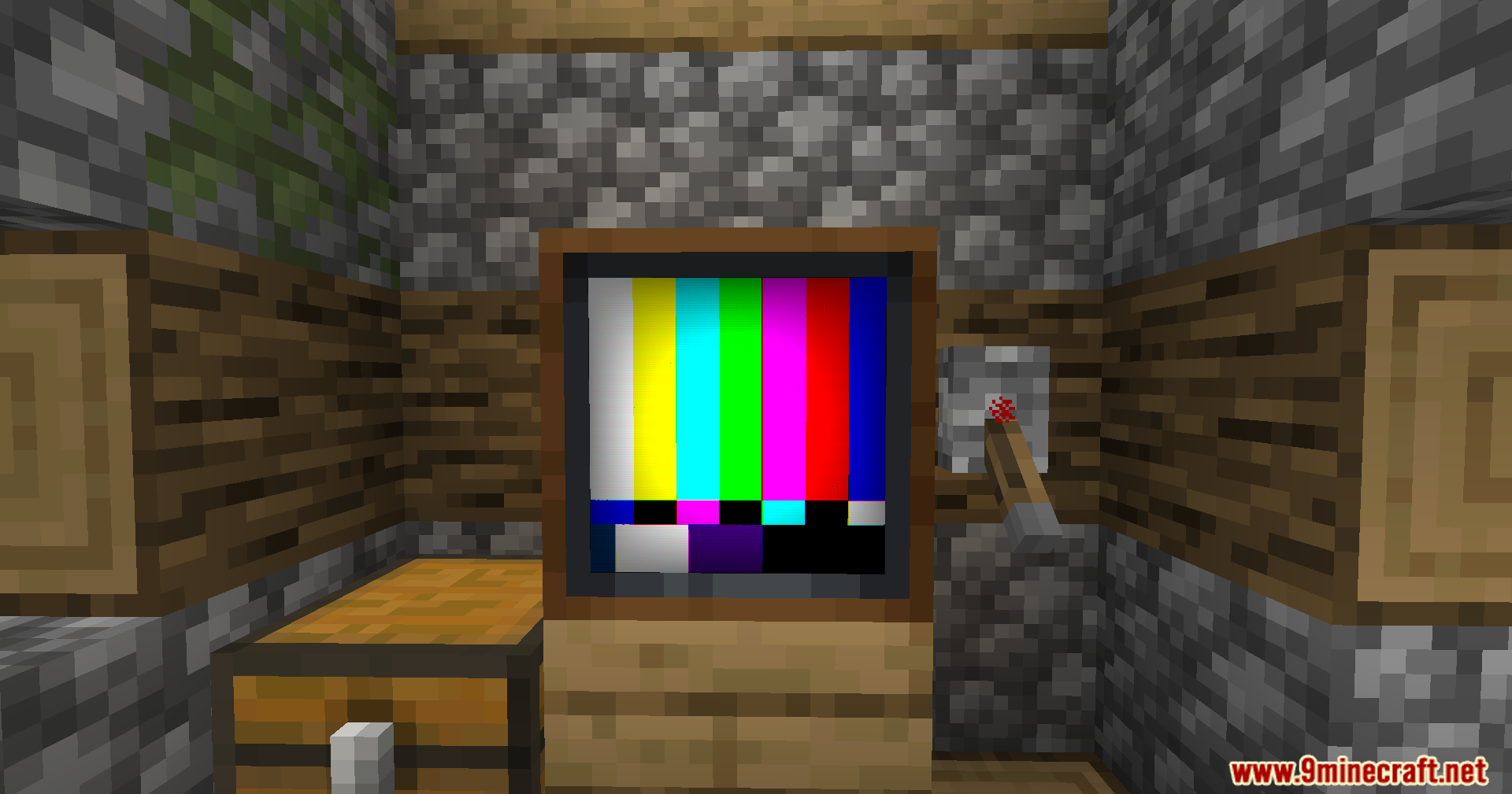 Vista Mod Screenshot 7 A television block showing a color bar test pattern next to a lever
