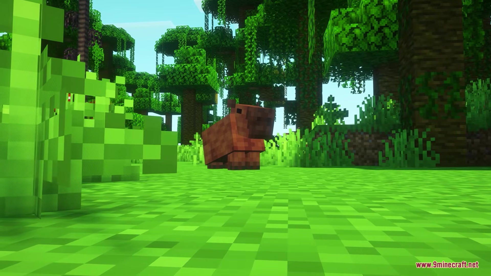 Visualhealth Mod Screenshot 8 A brown capybara showing red damage marks while standing in a green forest