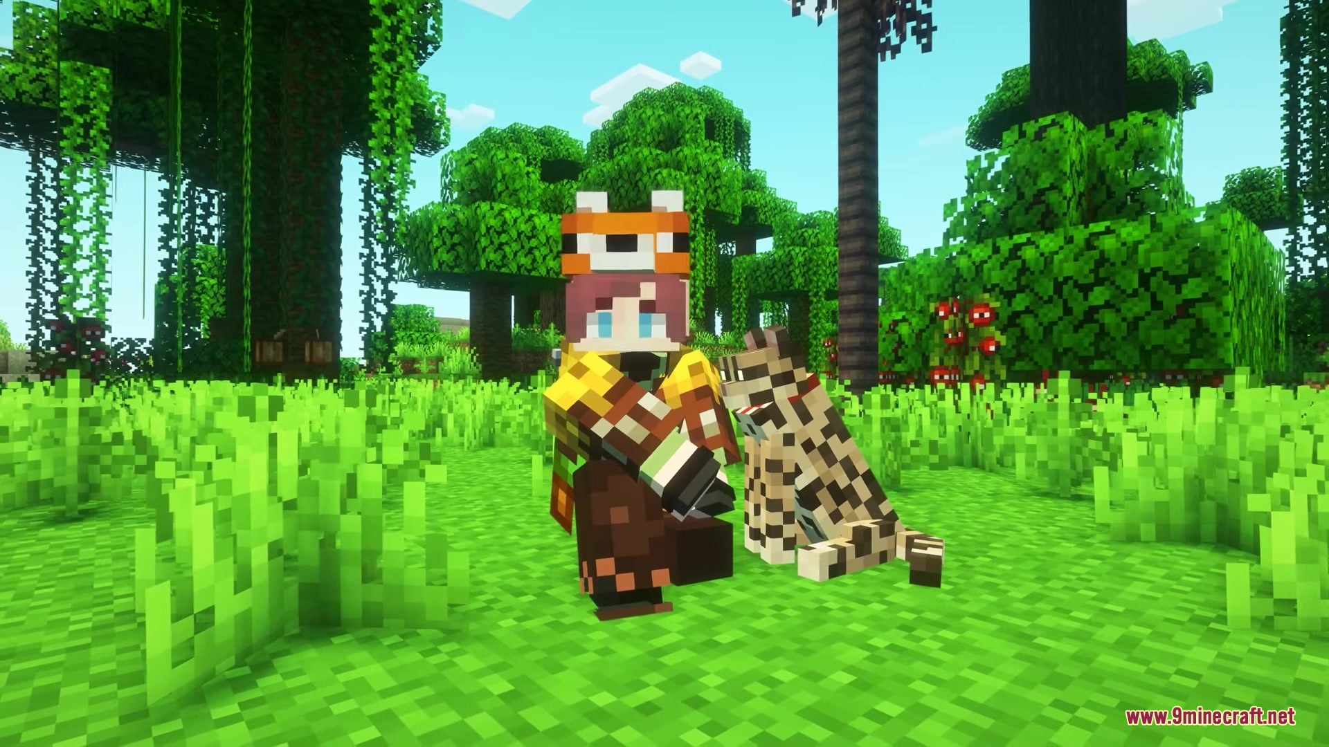 Visualhealth Mod Screenshot 9 Visualhealth mod displays battle marks on a player sitting in a lush jungle