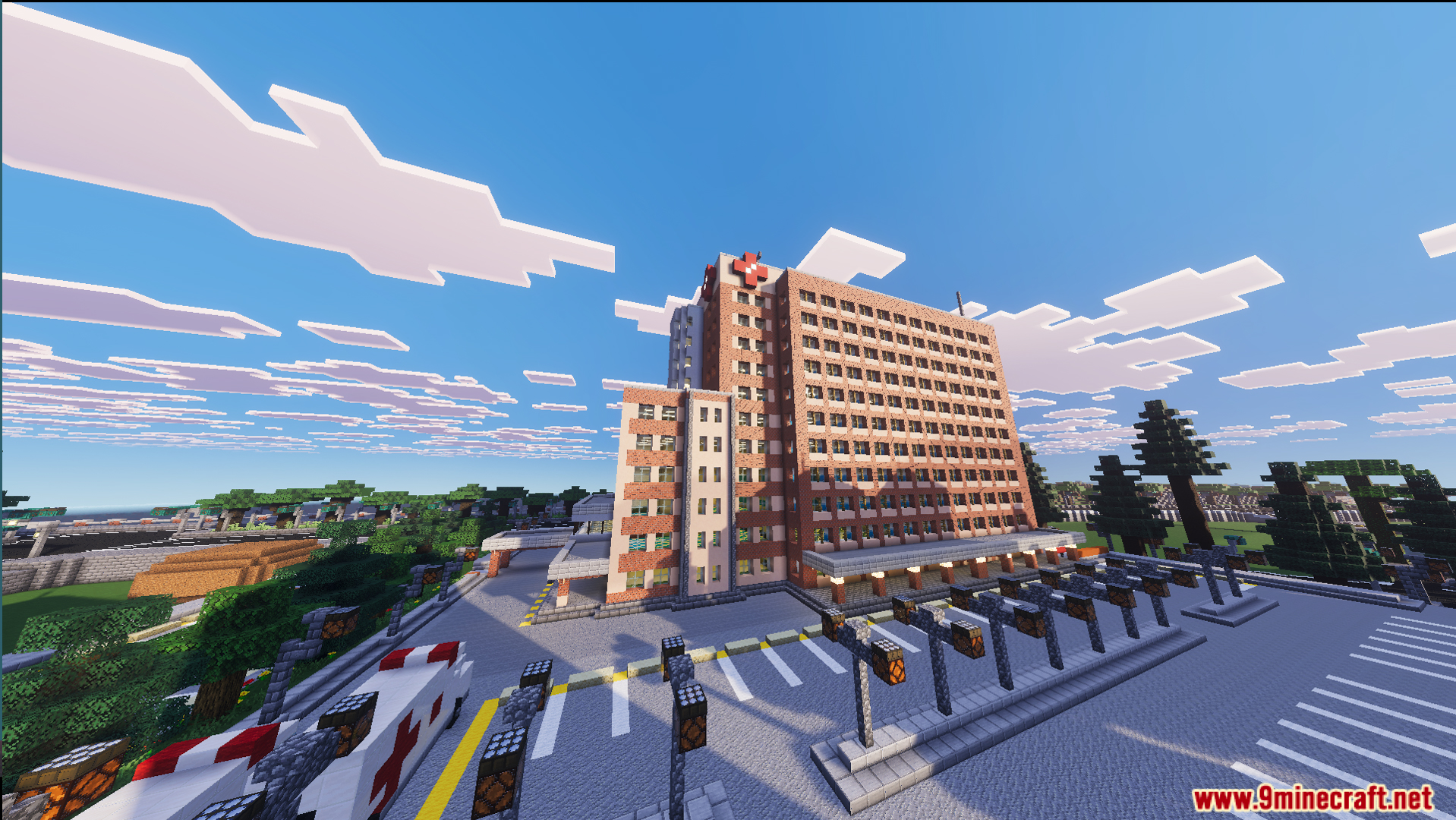 WFHMC City beta Map features a massive brick hospital with a parking lot