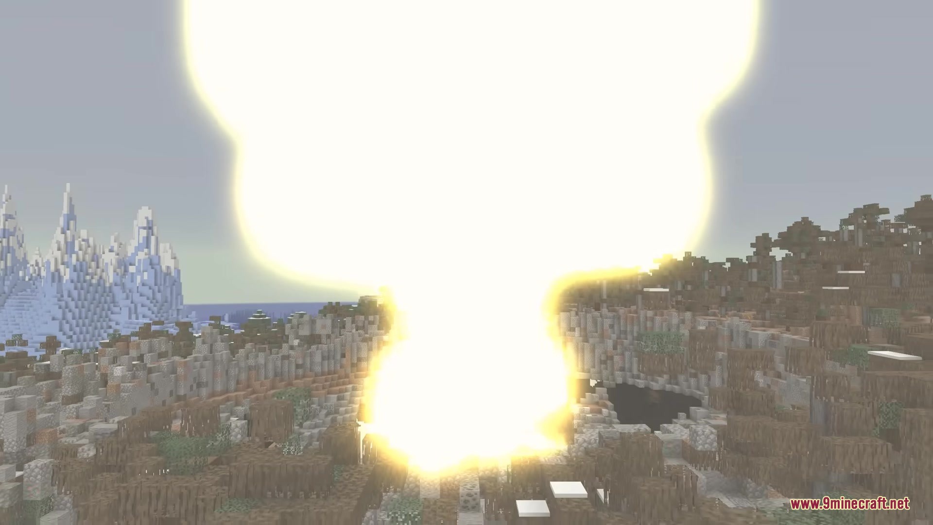 WMD Weapons of Mass Destruction Mod Screenshot 2 A giant bright mushroom cloud from a massive nuclear explosion in the distance