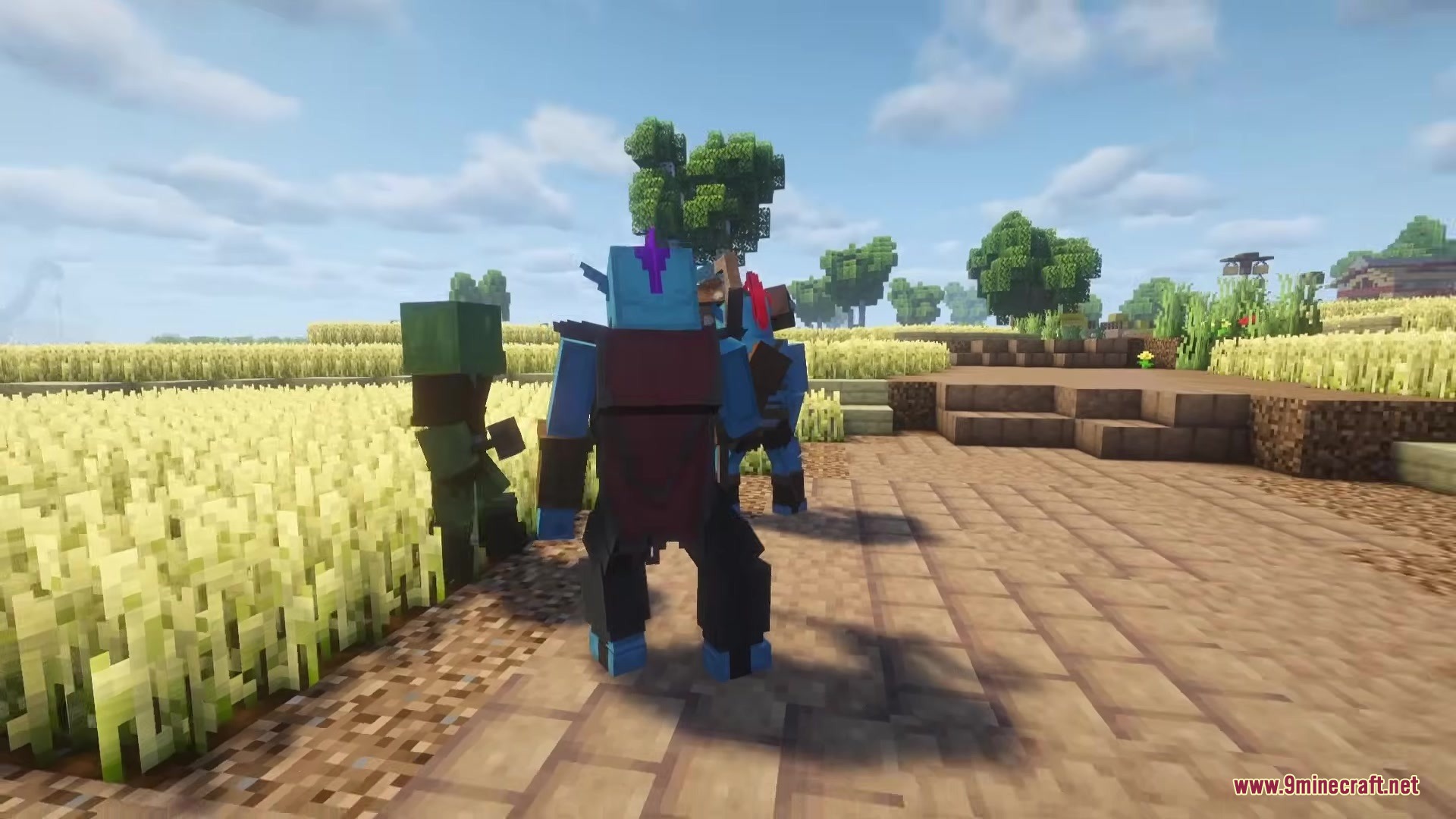 Wandering Orc Mod Screenshot 8 A blue orc wearing a red cape standing on a dirt path
