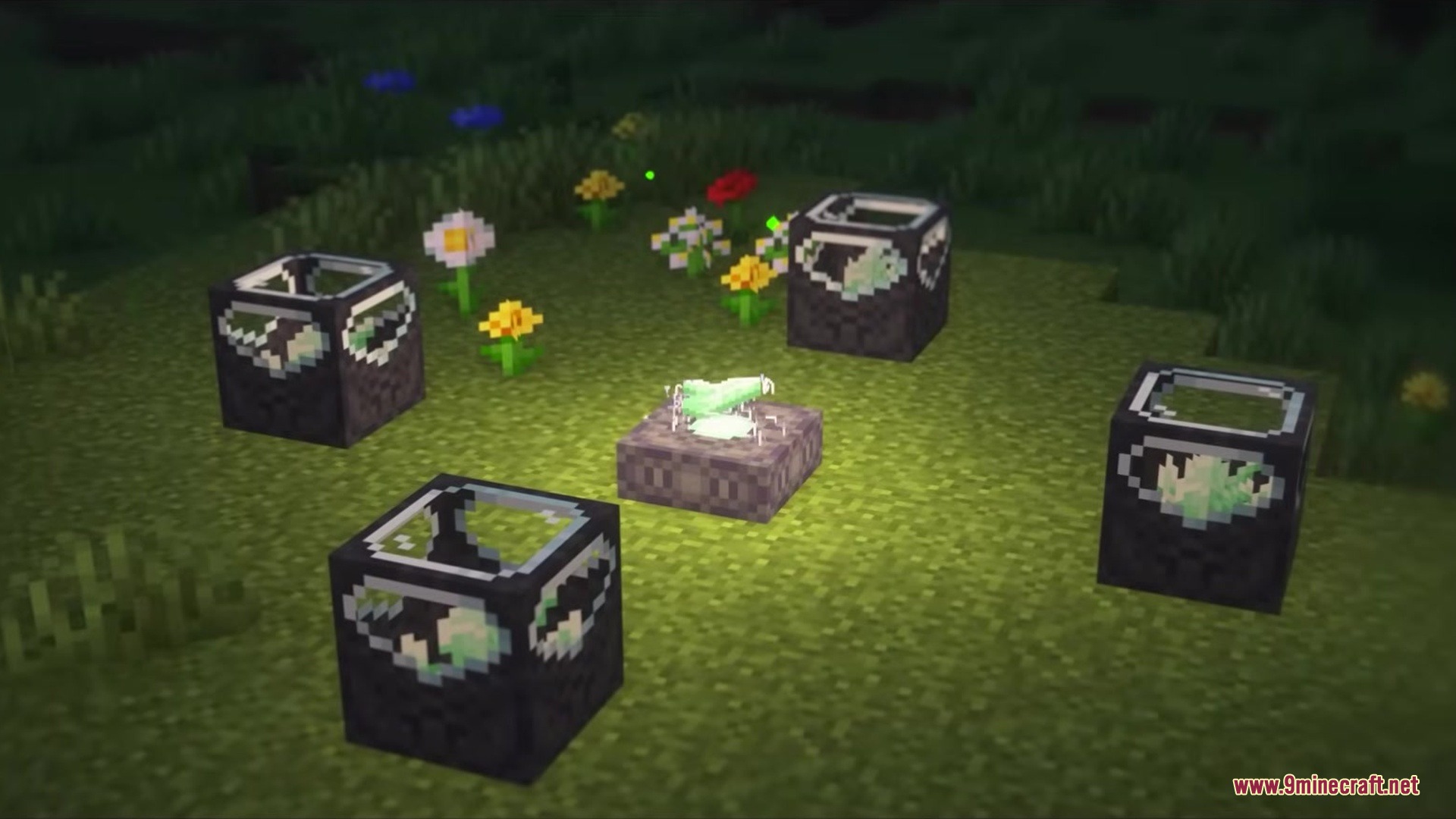 Wandrous Mod Screenshot 3 Glyph Projectors surrounding an Arcane Inscriber used for crafting magic spells