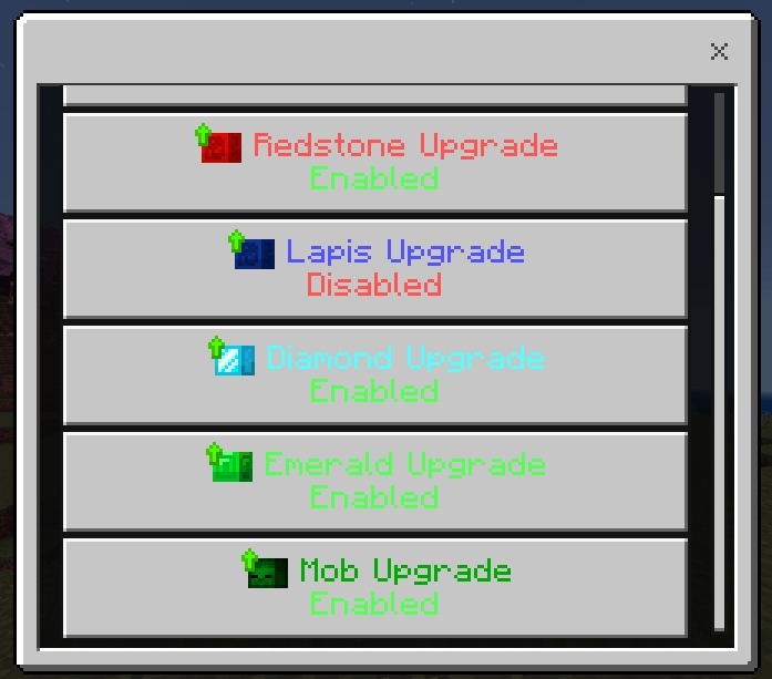 Wan's X-Ray Goggles Addon Screenshot 2 Configuration menu used to toggle different resource and mob detection upgrades