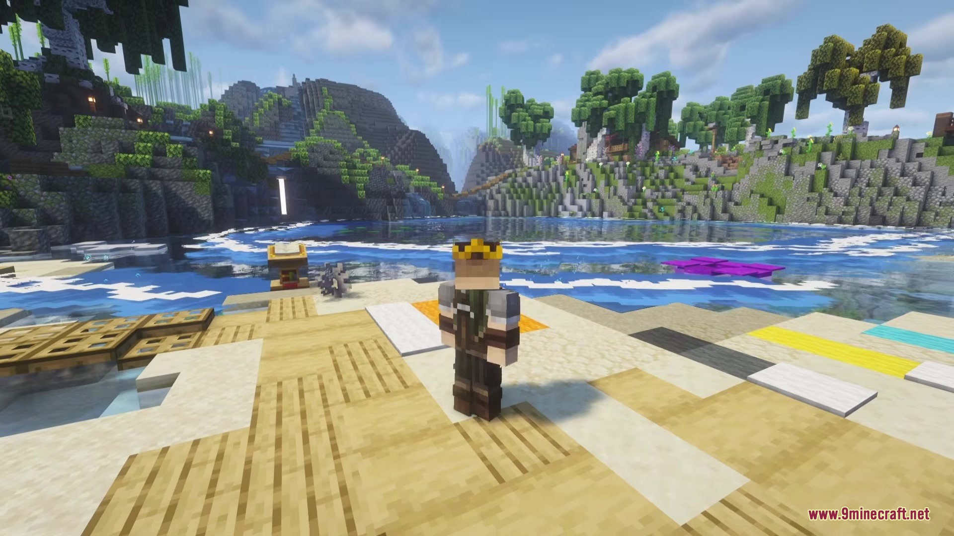 Wavify Mod Screenshot 8 A player character stands on a beach watching the rolling ocean waves