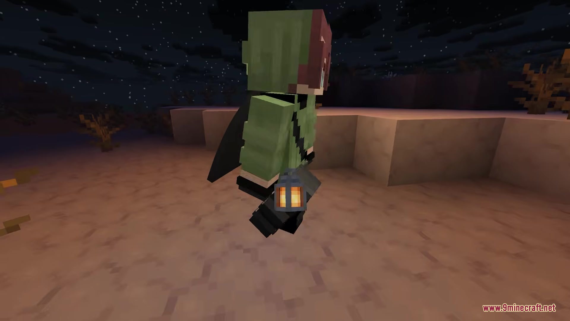 Waylight Mod Screenshot 4 A player walking in the desert with a lantern attached to their side