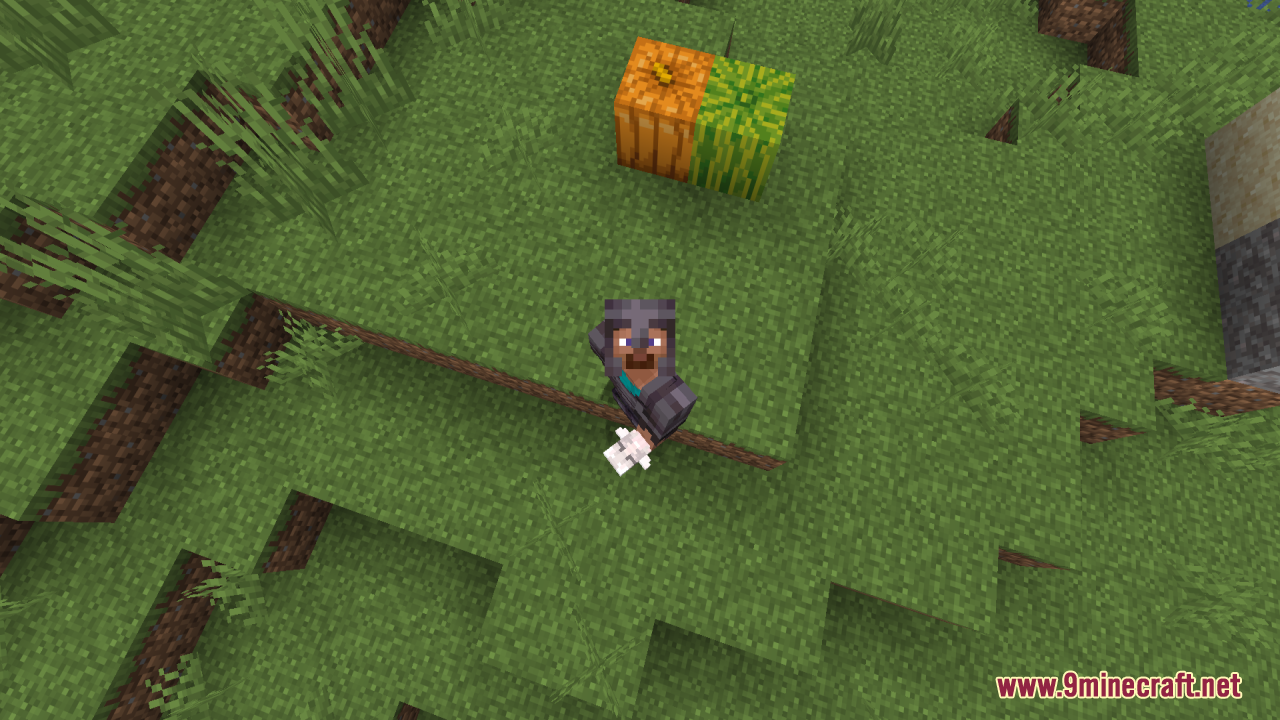 White Girlfriend Totem of Undying Resource Pack Screenshot 1 Minecraft character in netherite armor holding a white girlfriend totem of undying