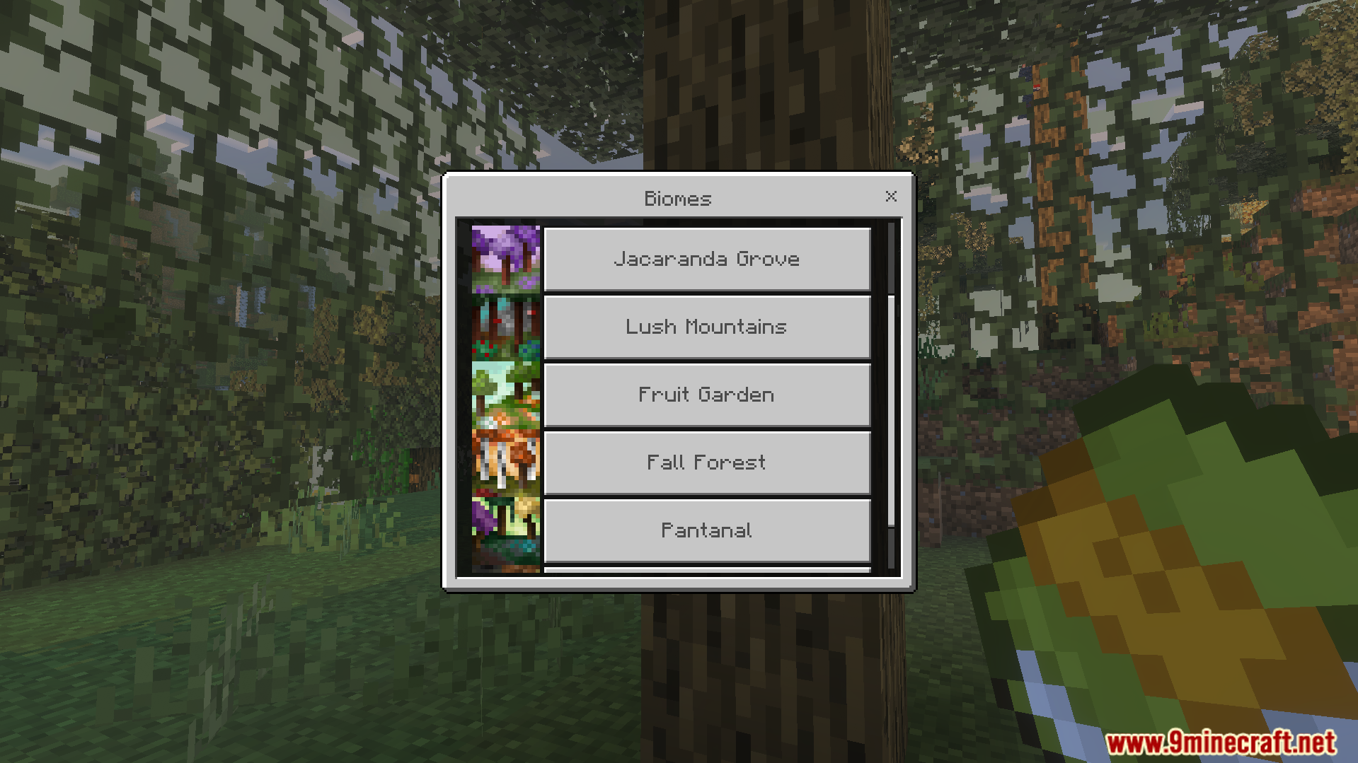 Wild Expansion Addon Screenshot 2 A list of custom biomes like Jacaranda Grove and Lush Mountains in game