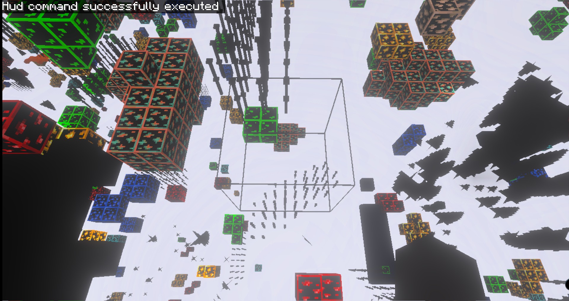 X Ray Glow Texture Pack Screenshot 4 Various precious ores with glowing outlines floating in a transparent underground environment
