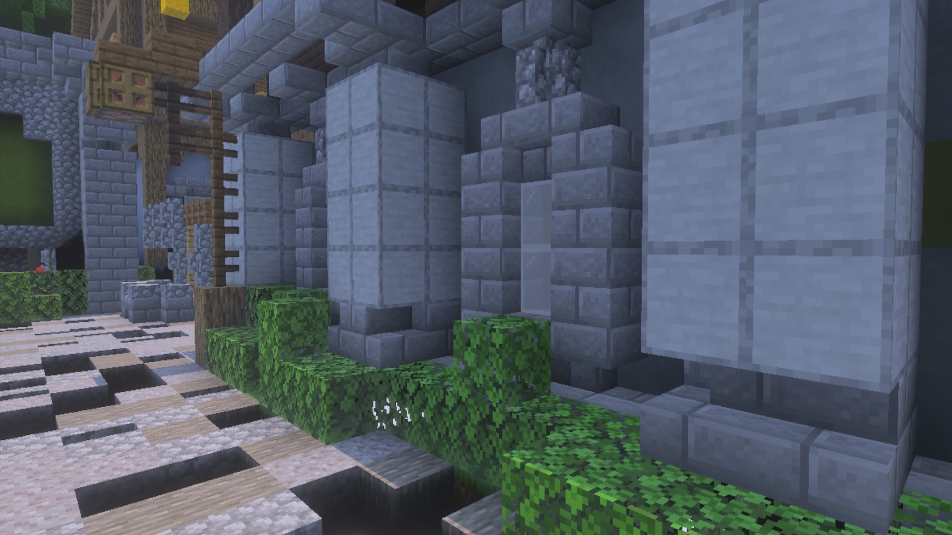 X Ray Texture Pack showing stone brick walls and transparent ground blocks