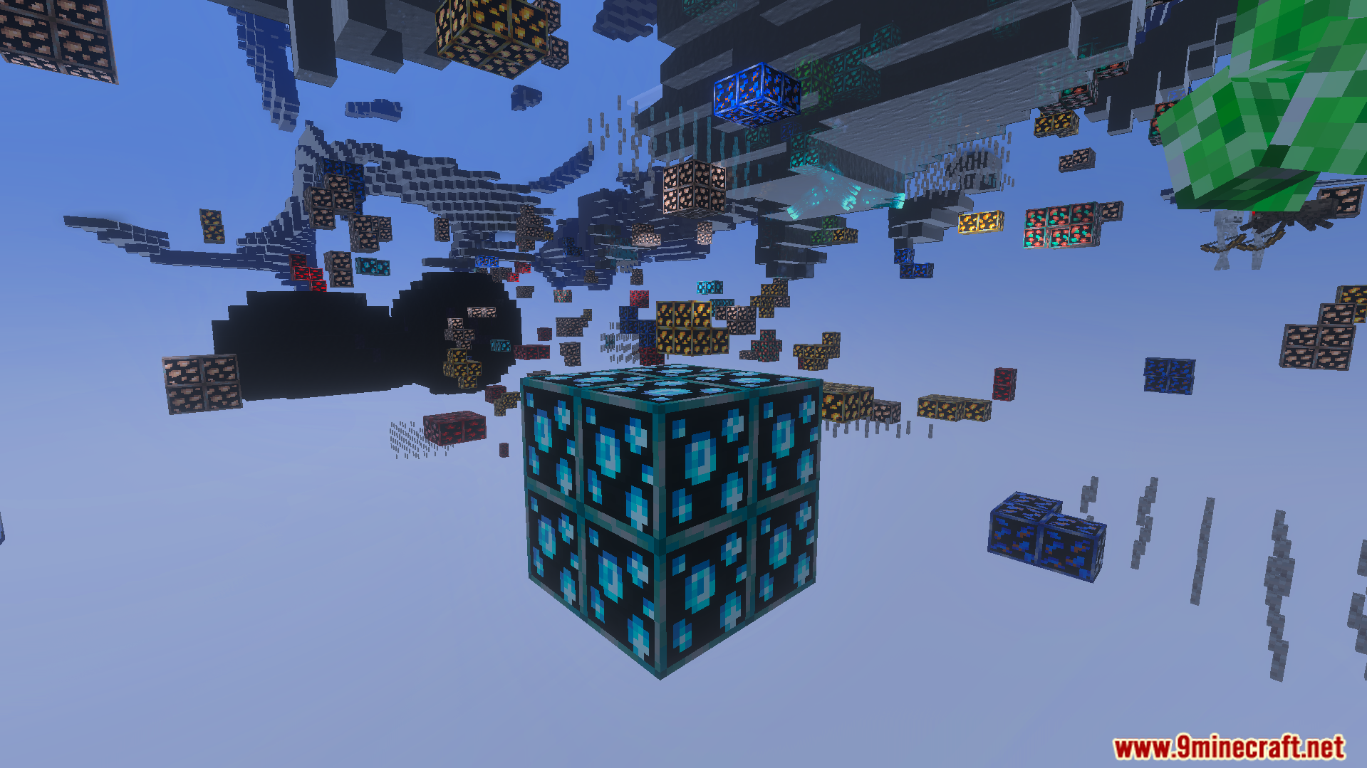 XRay Ultimate Outlined Ores Texture Pack Screenshot 3 XRay Ultimate Outlined Ores Texture Pack highlights diamond blocks with blue outlines