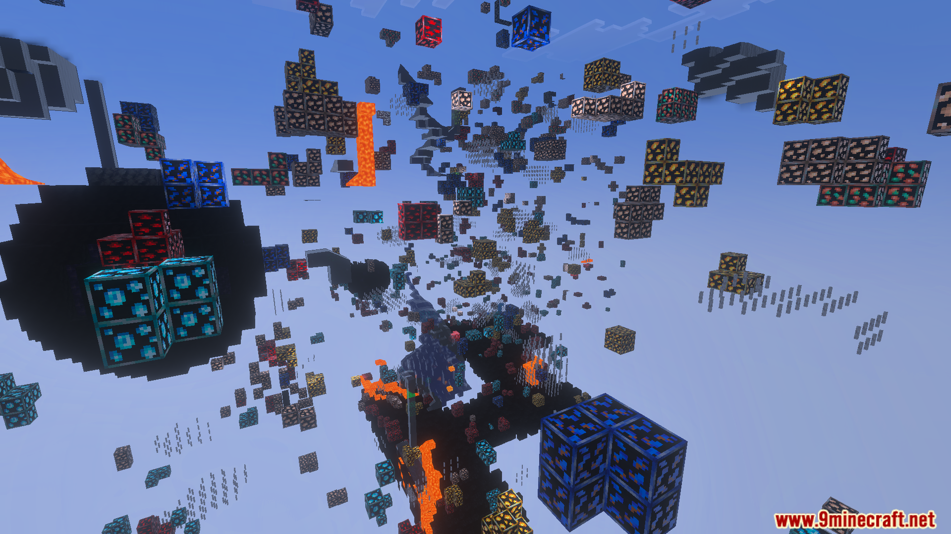 XRay Ultimate Outlined Ores Texture Pack Screenshot 4 Valuable ores and lava flows are clearly visible through solid stone walls