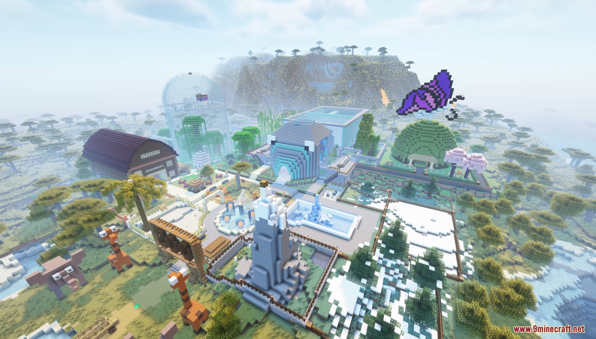Aerial view of the Zoo Zoo Hunt Map featuring various animal enclosures