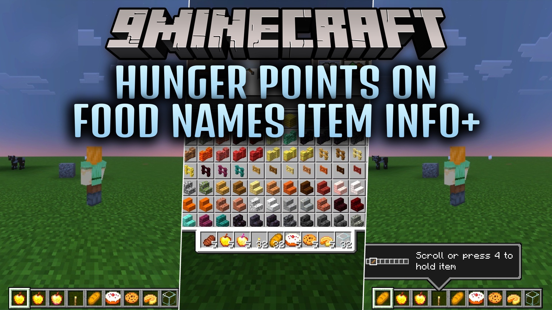 Hunger Points on Food Names Item Info+ Texture Pack (26.x, 1.21) – Food Stats At-a-glance