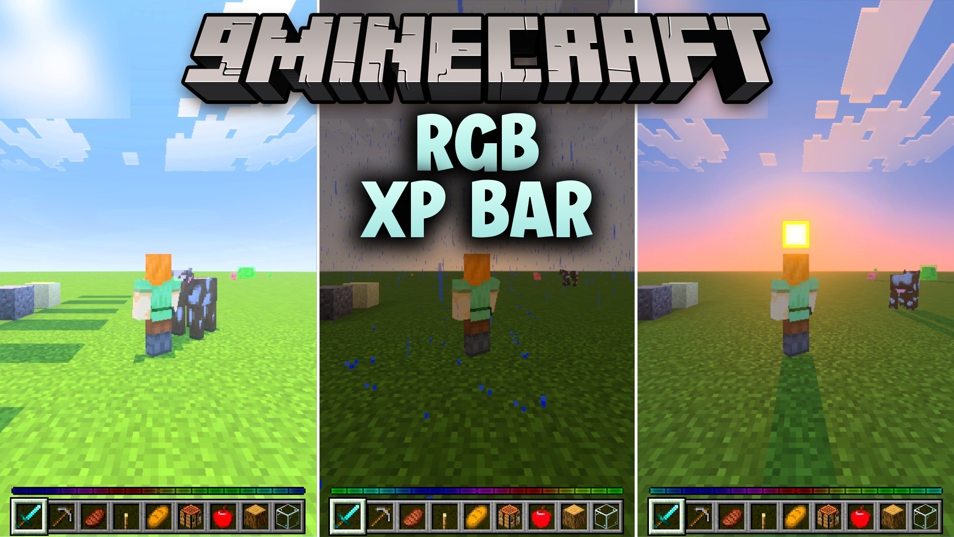 RGB XP Bar Texture Pack (1.21, 1.20) – Vibrant Animated Level Gauge