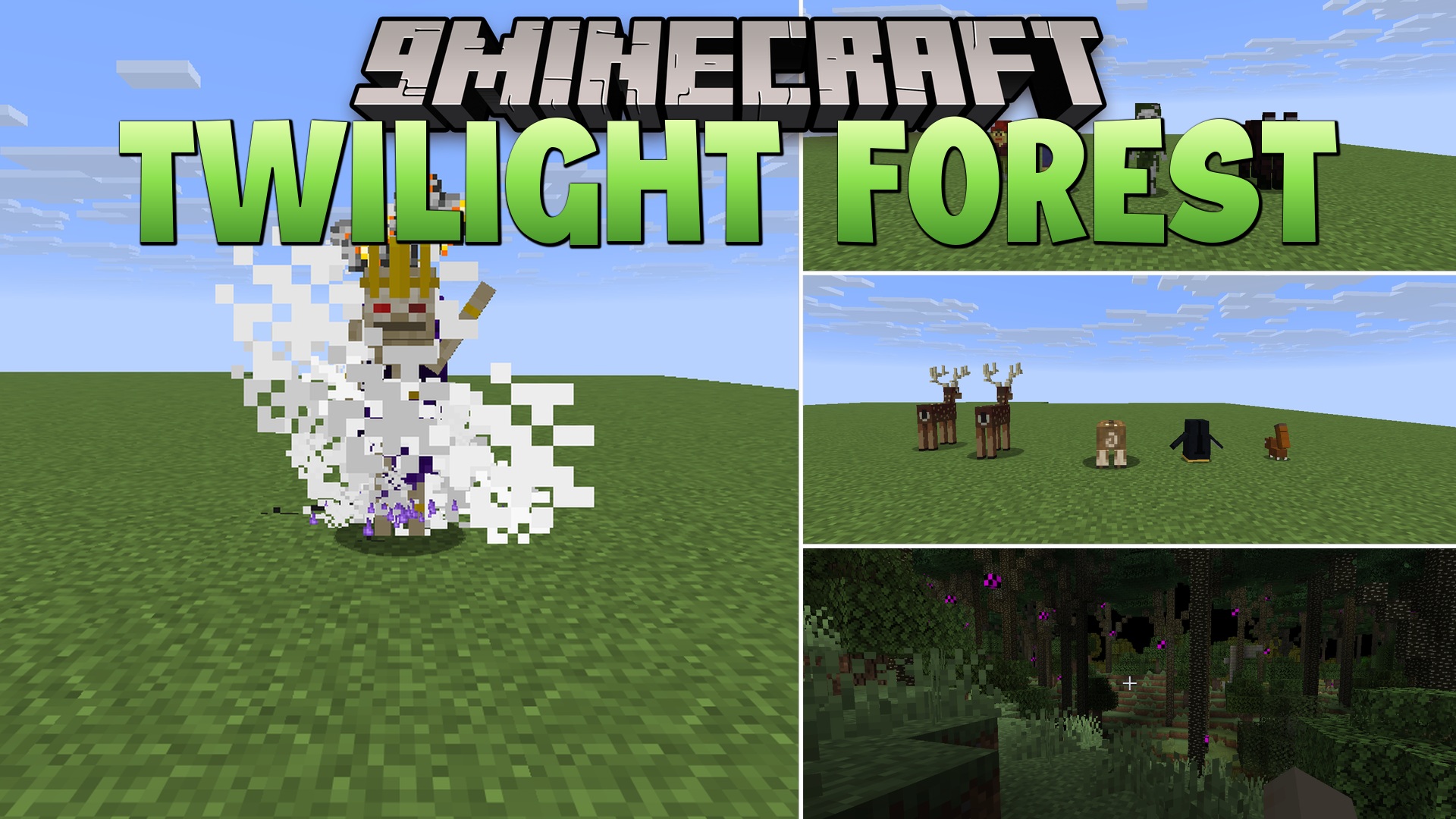 The Twilight Forest 9minecraft Mod adds a whole enchanted twilight dimension packed with bosses, dungeons, and treasure