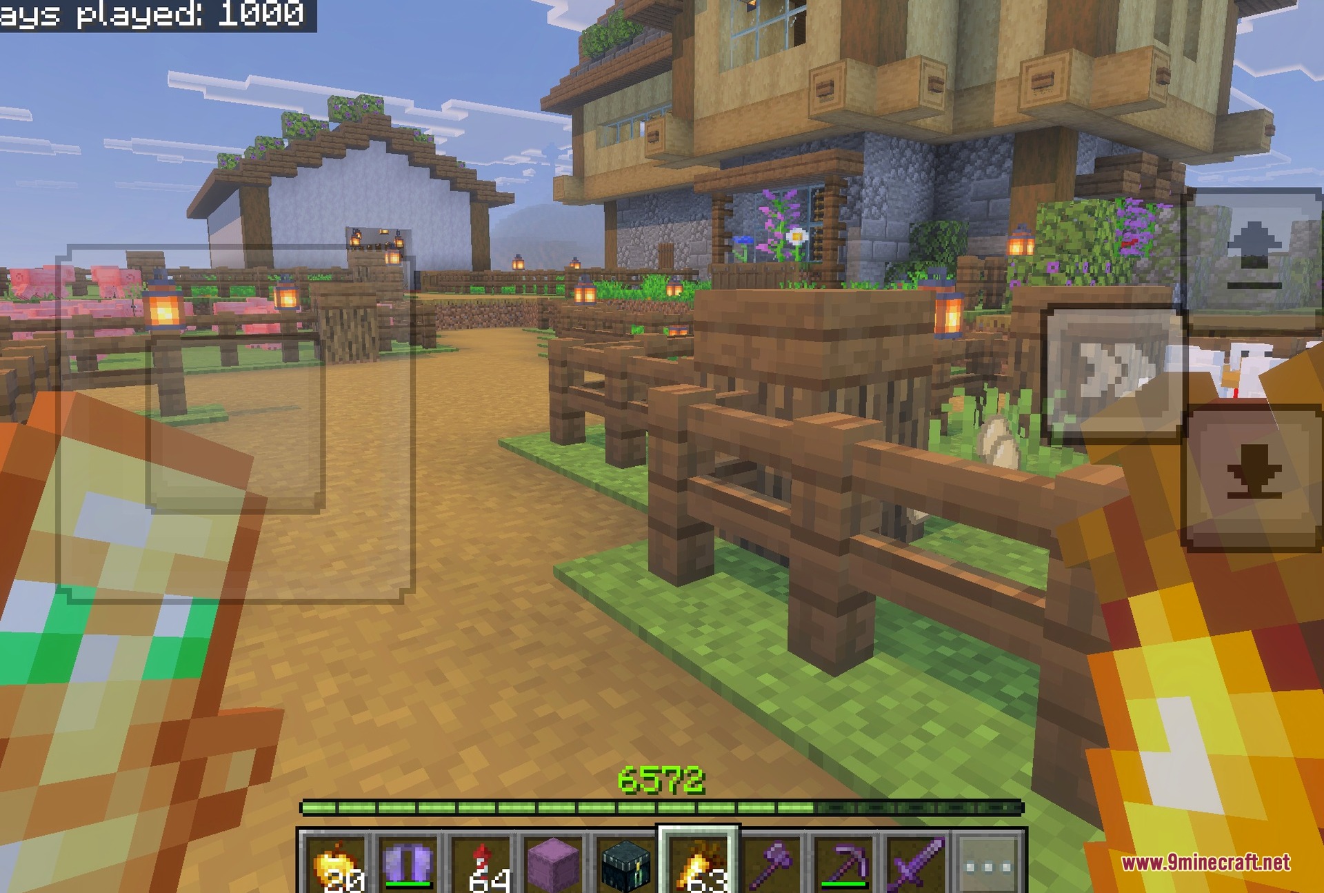 1000 Days Hardcore Survival World Map Screenshot 3 Fenced animal pens beside the main road