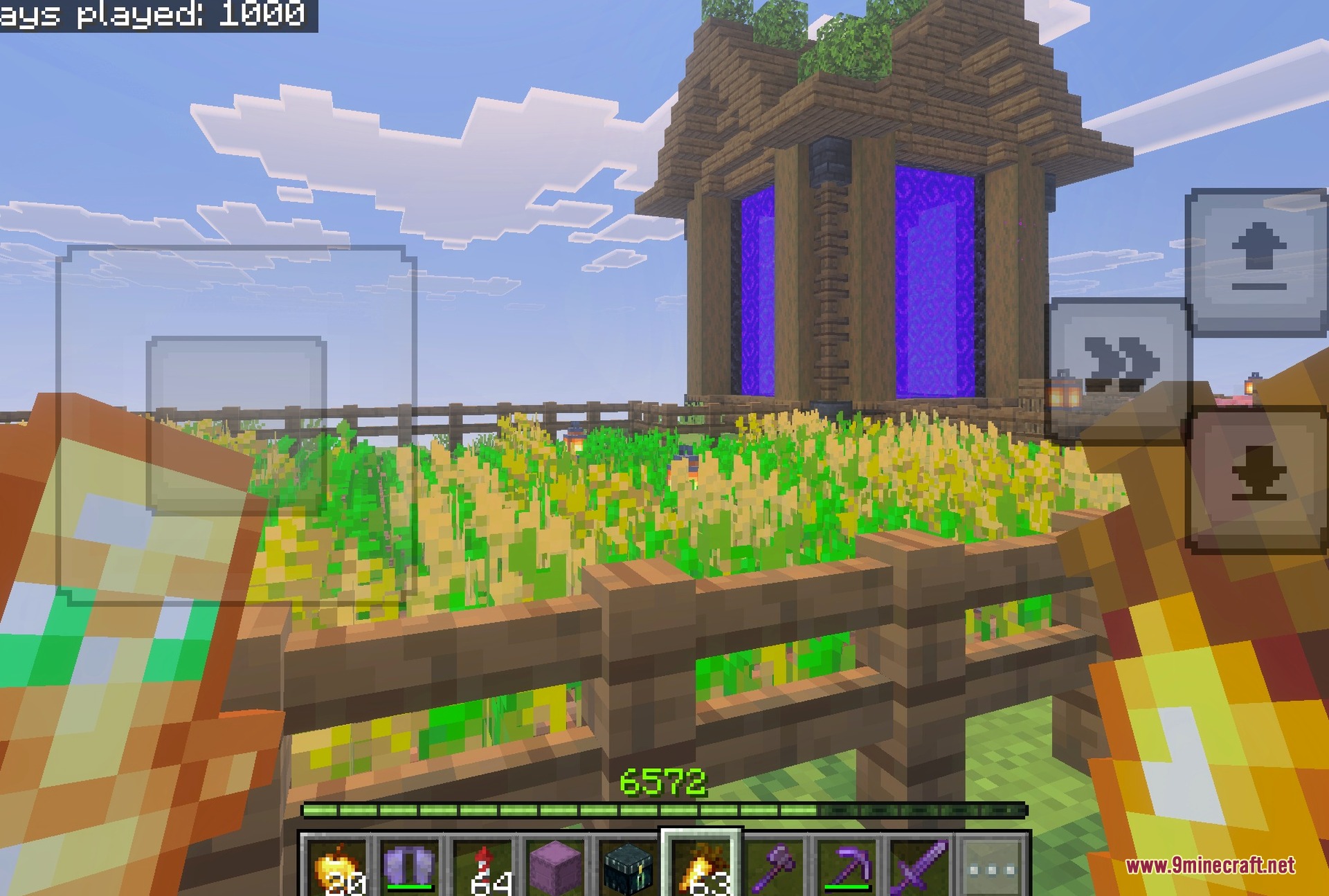 1000 Days Hardcore Survival World Map Screenshot 4 Wooden lodge and cherry grove at the edge of the base
