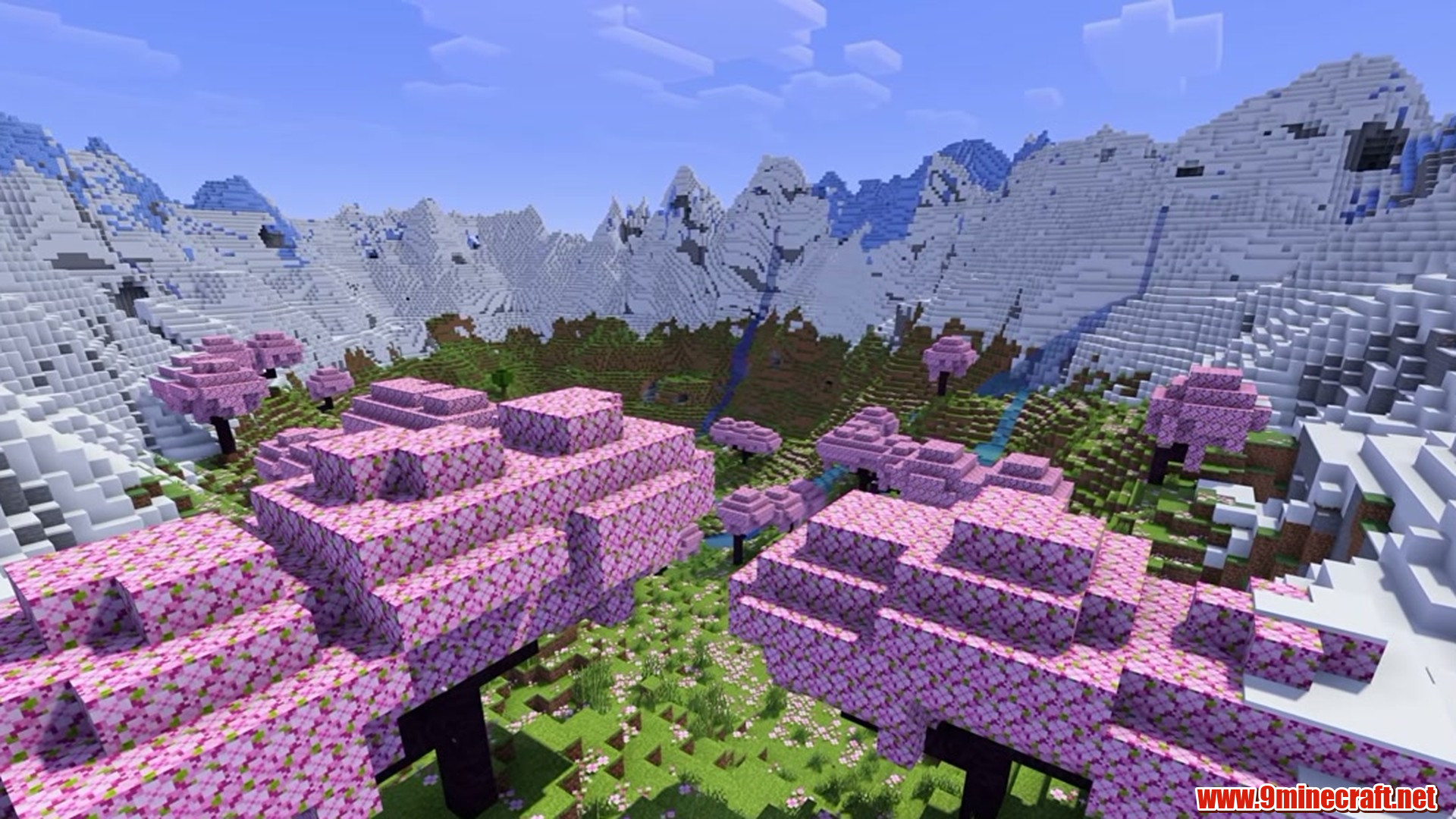Dappled Cherry Mountain Ring - Minecraft seed 7056296191159444483
