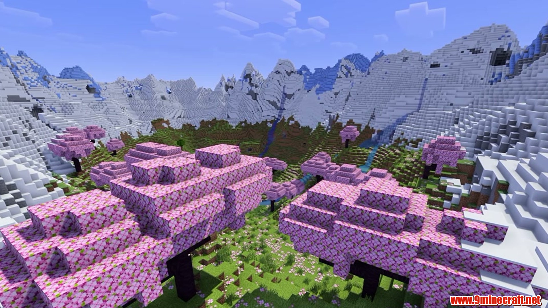 Dappled Cherry Mountain Ring - Minecraft seed 7056296191159444483
