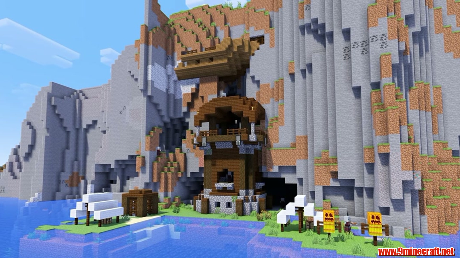 Pillager Shipwreck Cliffs - Minecraft seed -232216855785902398