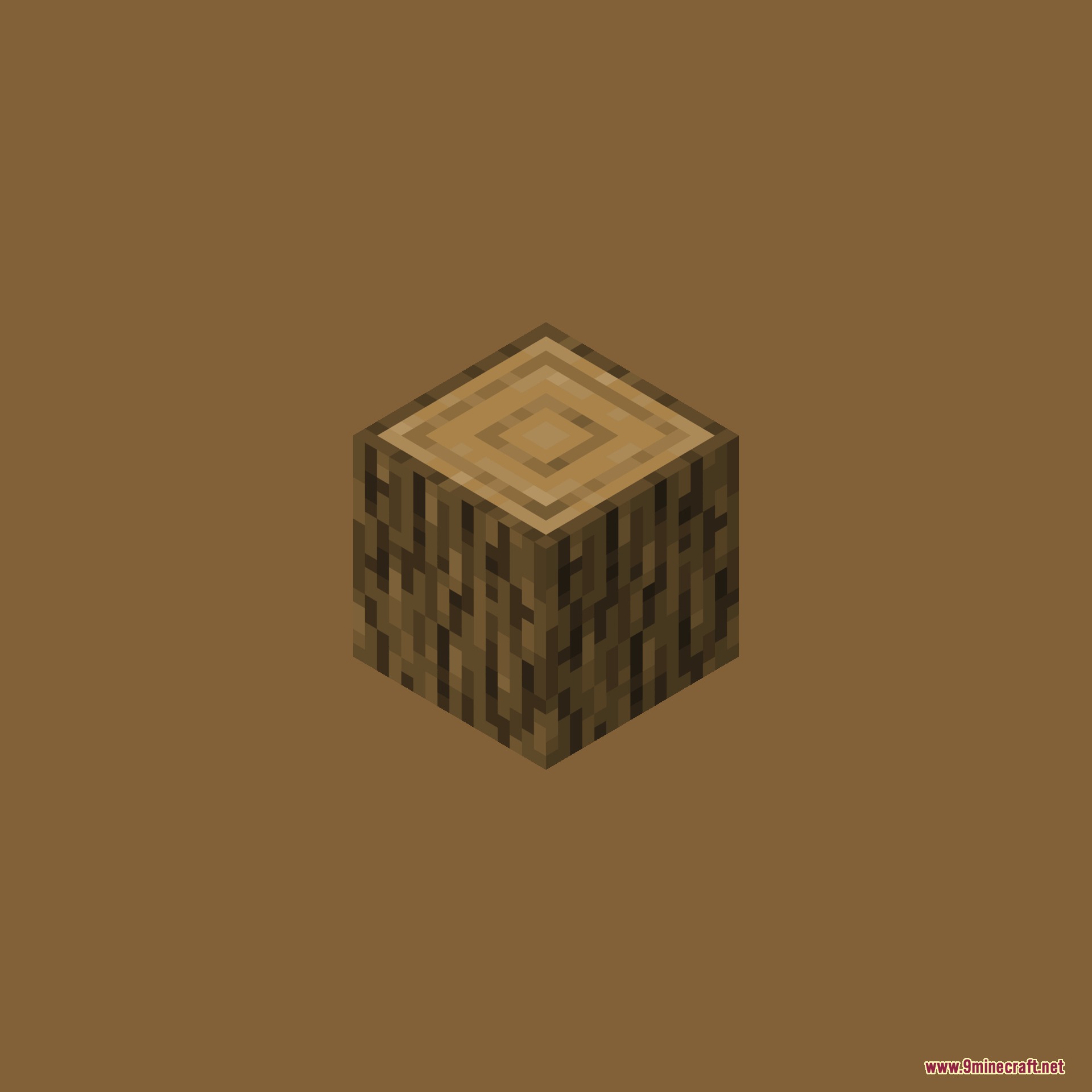 A single oak log block with detailed bark and ring textures on top