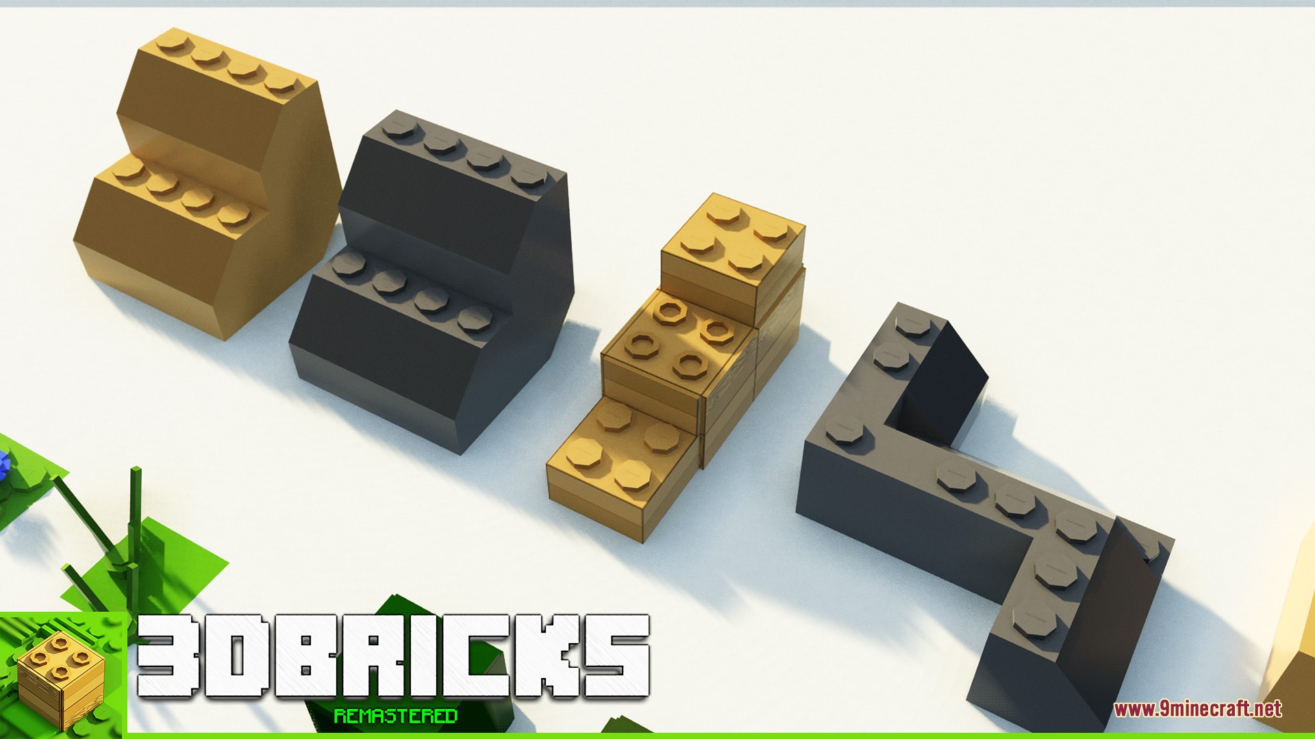 3D Bricks REMASTERED Resource Pack Screenshot 1 Plastic toy bricks from the resource pack displayed on a white surface