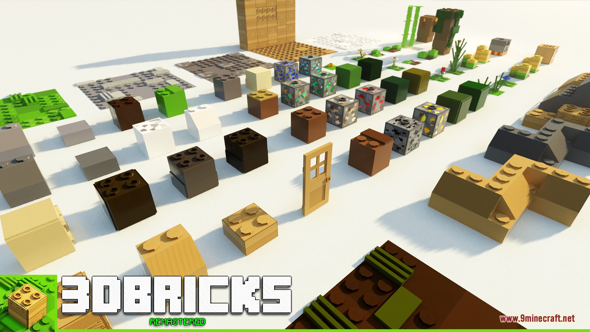 3D Bricks REMASTERED Resource Pack Screenshot 5 A collection of blocks from the 3D Bricks REMASTERED resource pack