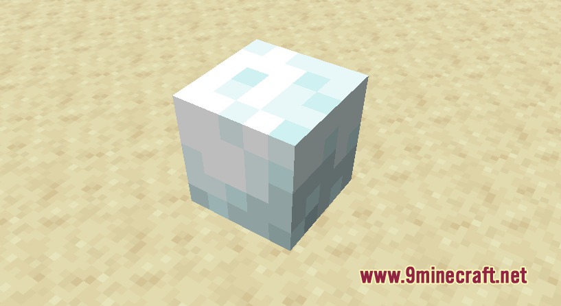 3D Vanilla Items Resource Pack Screenshot 2 A single 3D snowball item sitting alone on a sandy surface