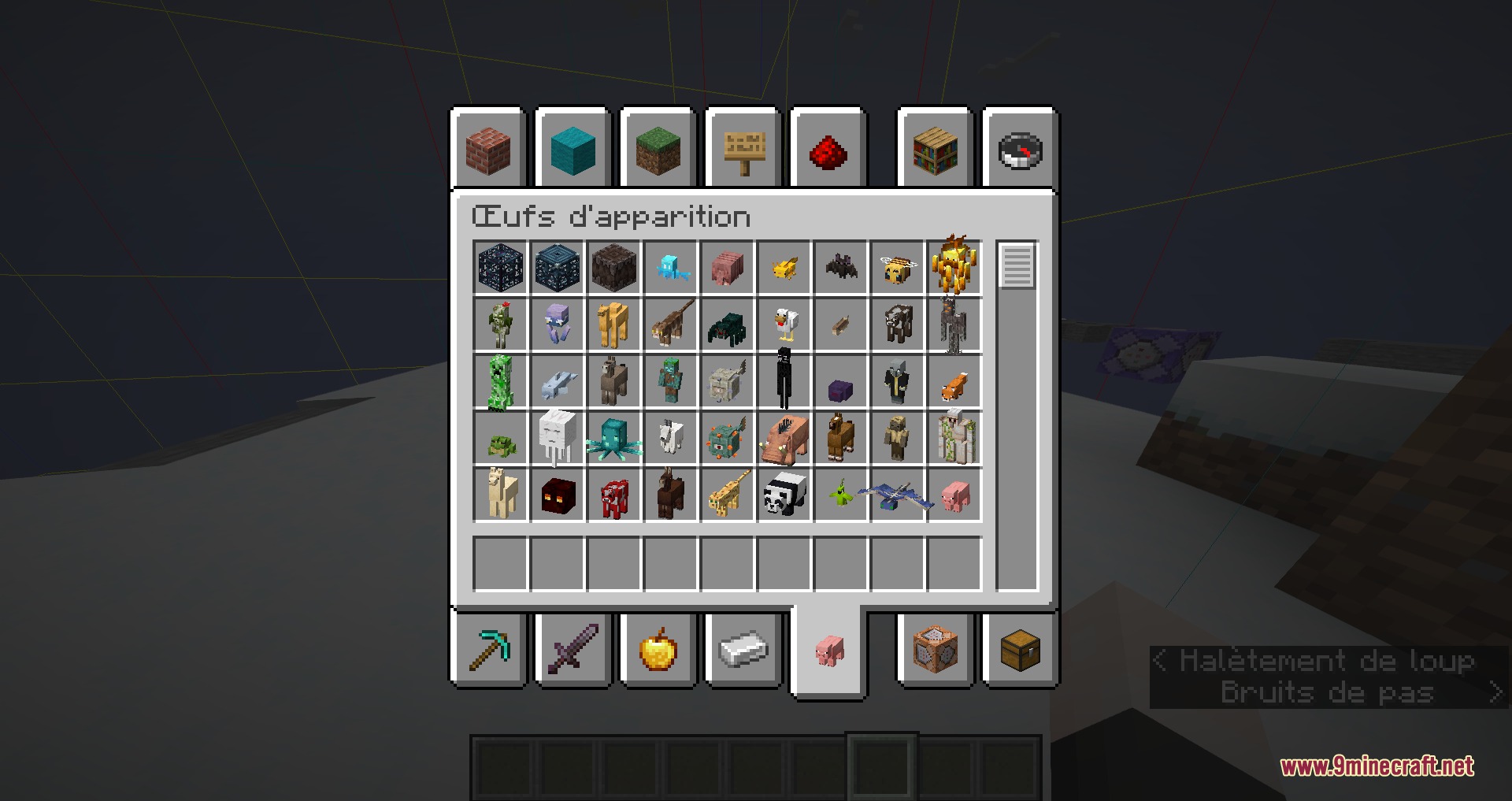 3d Entity Eggs Resource Pack Screenshot 1 3D Entity Eggs Resource Pack replaces flat spawn eggs with miniature models