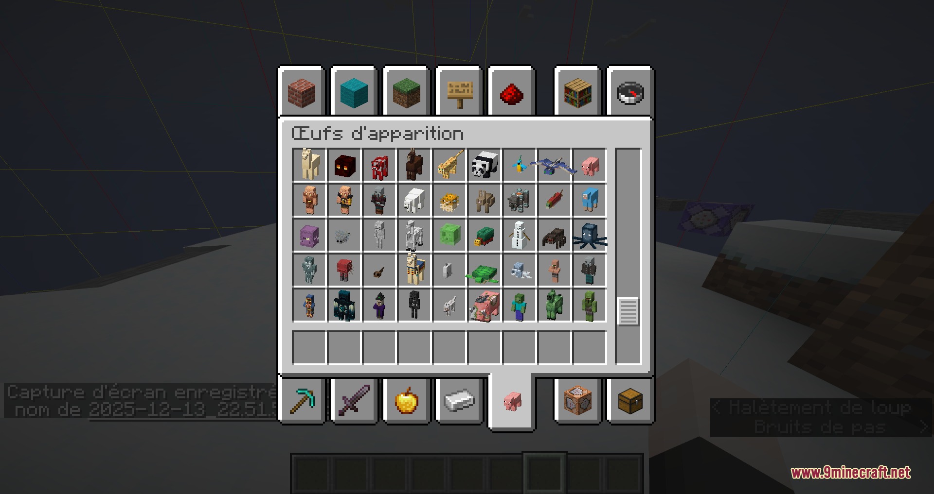 3d Entity Eggs Resource Pack Screenshot 4 3d Entity Eggs Resource Pack displays spawn eggs as miniature 3D mob models