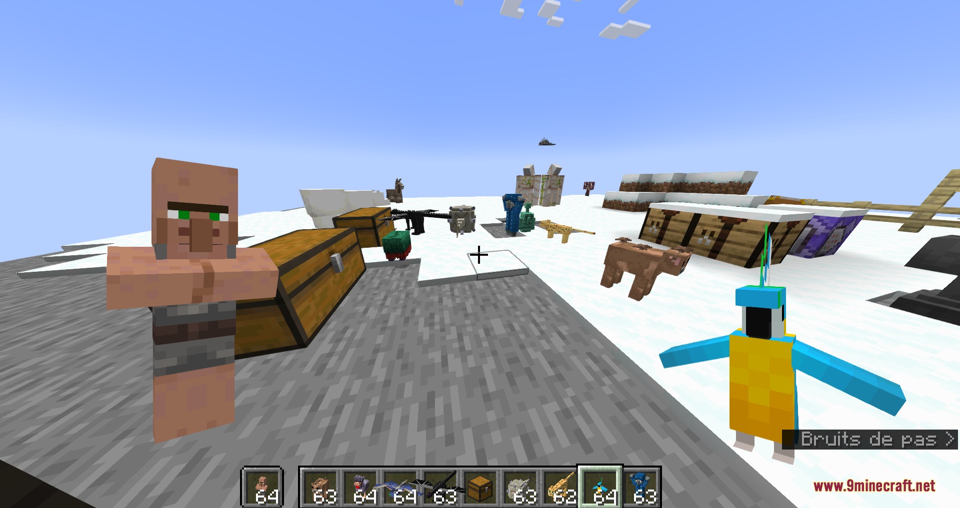 3d Entity Eggs Resource Pack Screenshot 6 Hotbar displaying 3D mob figures instead of standard flat spawn egg textures