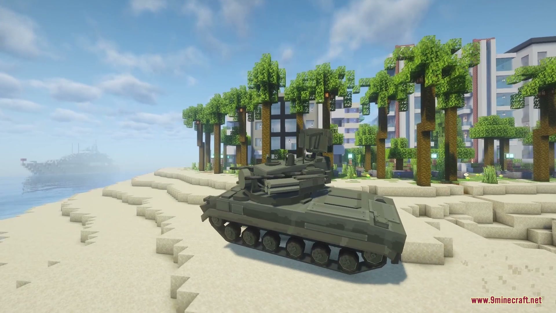 Abyssal Core Expansion Mod Screenshot 4 2S6 Tunguska anti-aircraft vehicle with missiles parked on a sandy beach