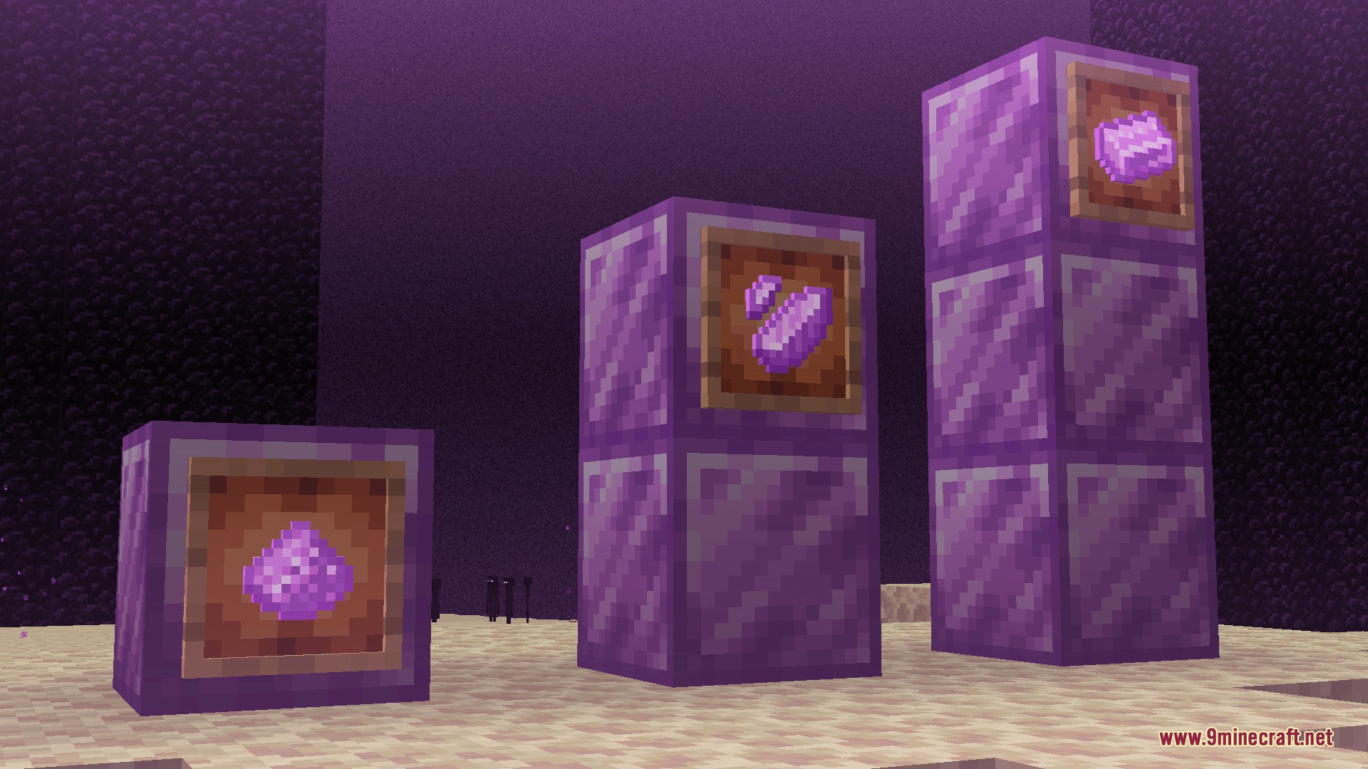 Purple blocks displaying new crafting materials like dust shards and ingots