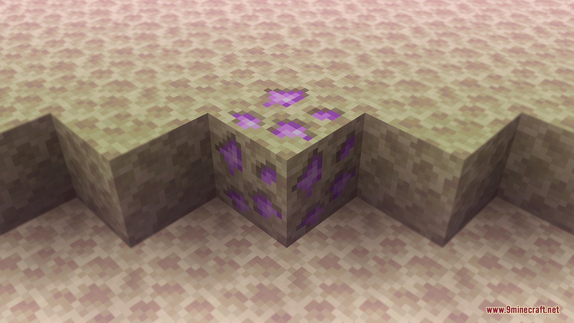 Rare purple ore blocks generated on End islands for crafting powerful endgame gear