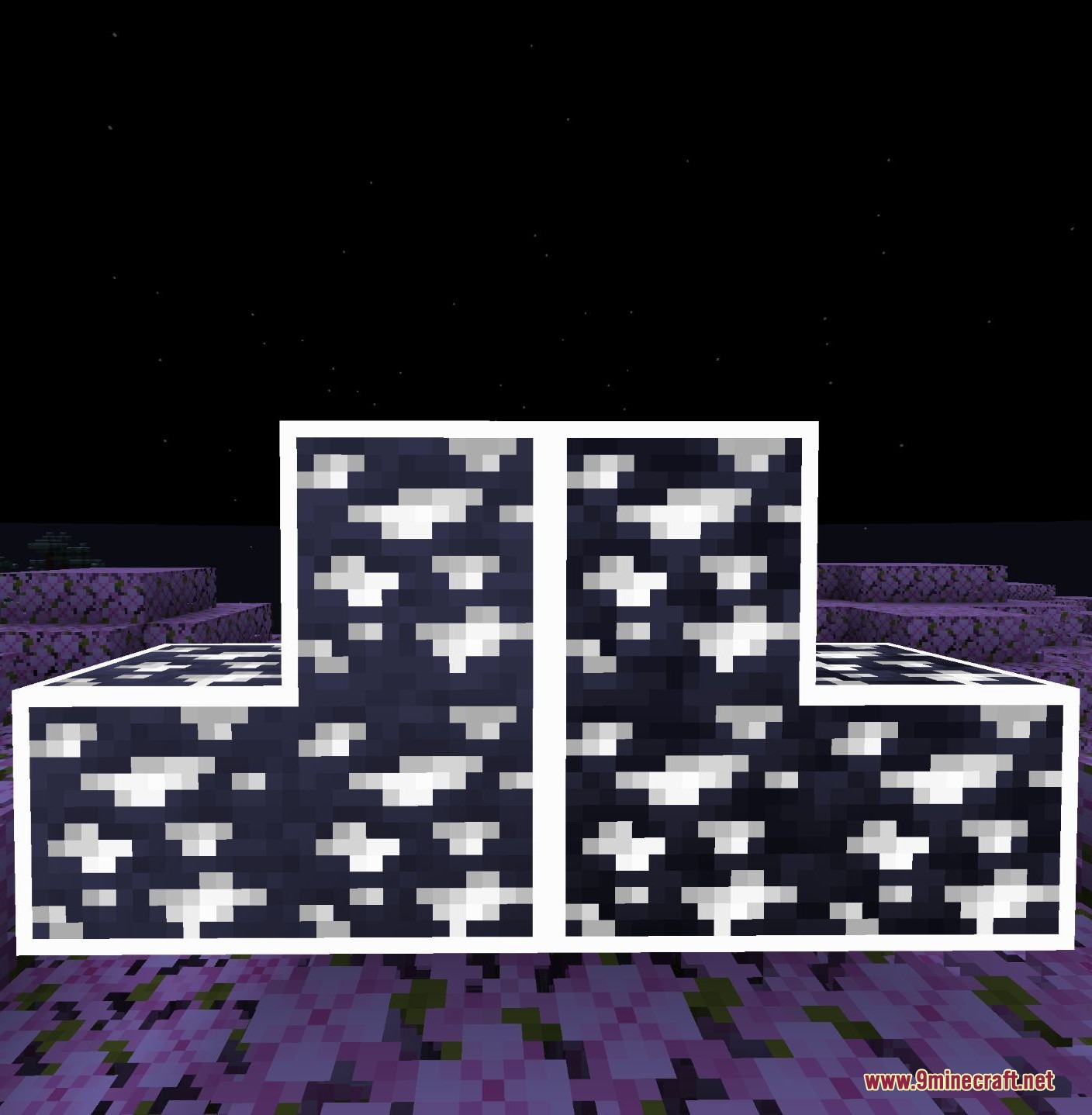 Accurate Iron Ore CTM Resource Pack Screenshot 1 Accurate Iron Ore CTM Resource Pack showing connected blocks with glowing outlines
