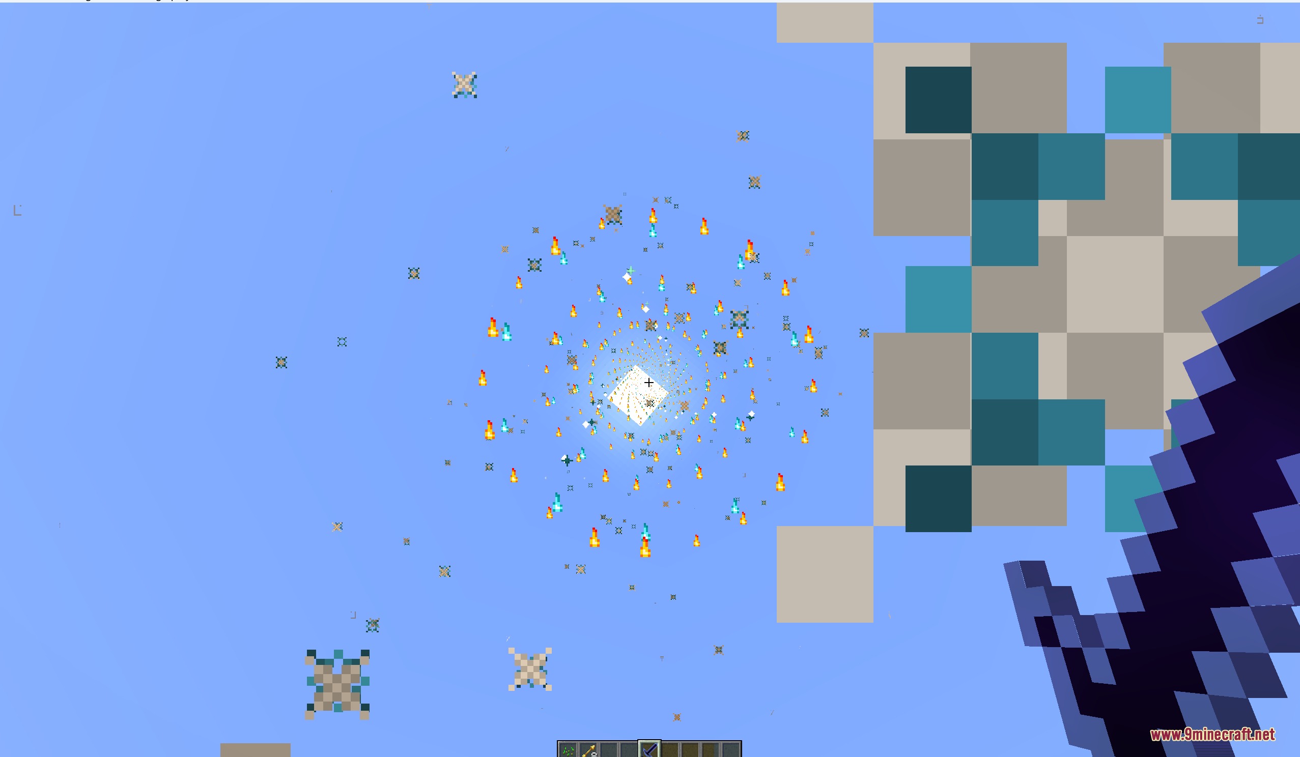 Admin Swords Mod Screenshot 1 Top down view of a massive fire particle explosion from a powerful sword