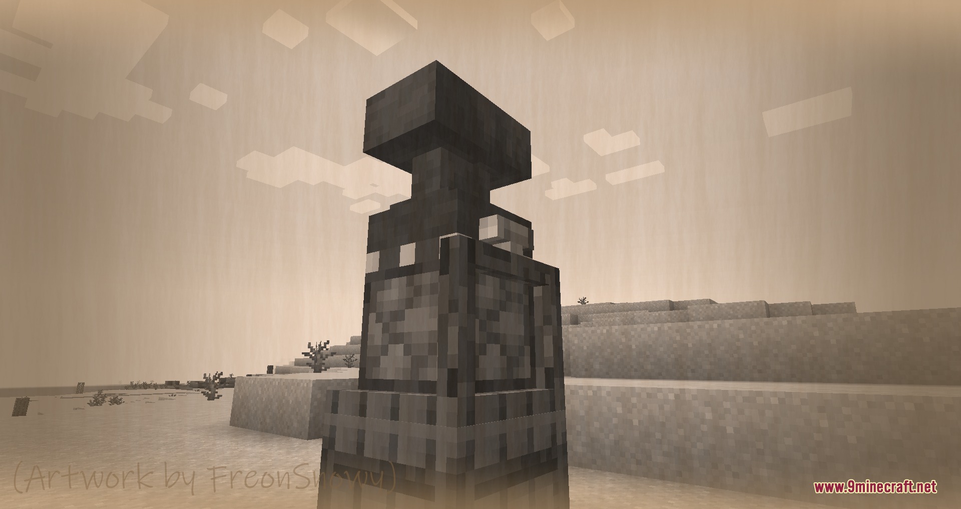 Advanced Tower Defense Mod Screenshot 7 A heavy siege mortar turret standing in a vast desert landscape