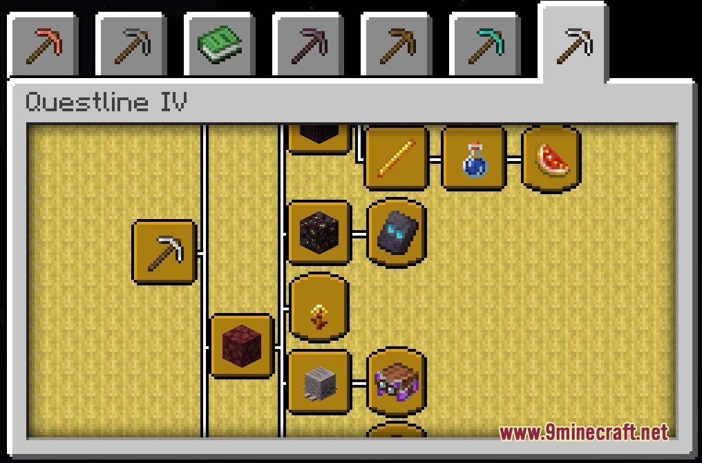Advancement Recipes Mod Screenshot 5 Minecraft advancement menu showing the fourth questline for diamond tier equipment progression