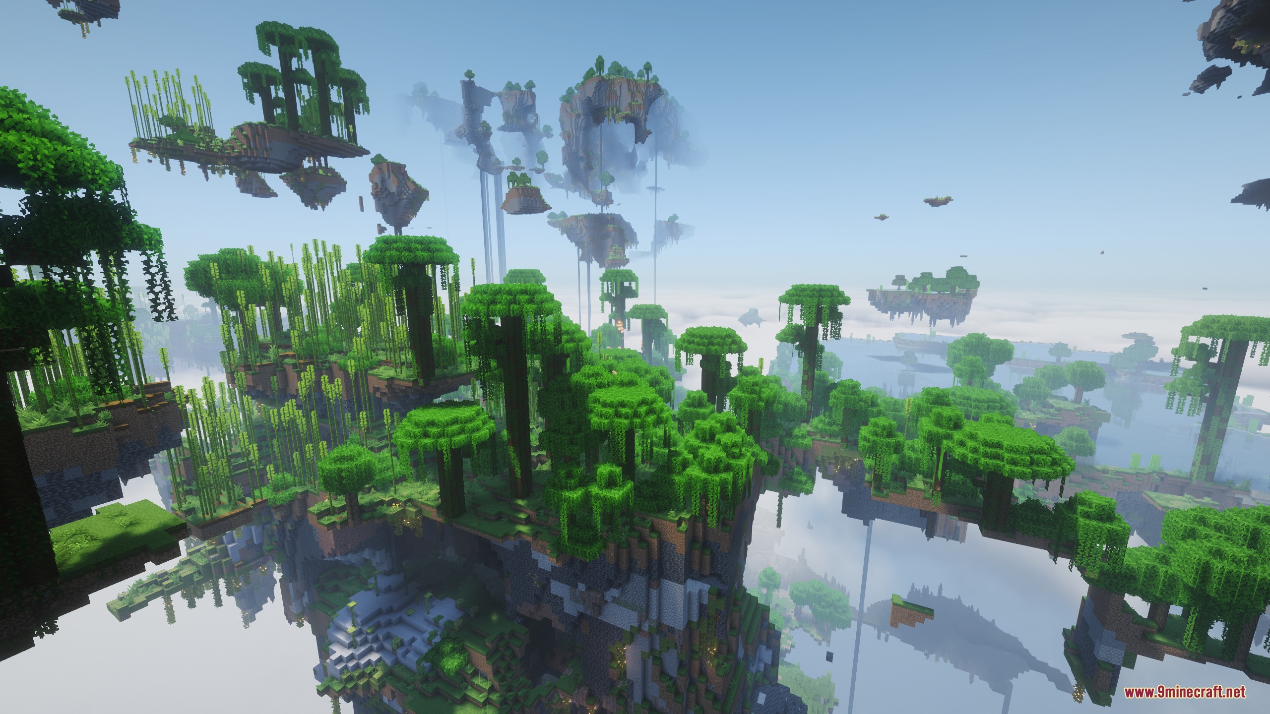 Aero Islands for Create Aeronautics by Nuclearobelisk Mod Screenshot 2 Lush jungle islands with bamboo and vines hanging over the endless void