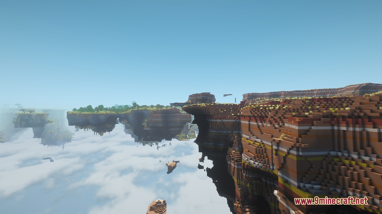 Aero Islands for Create Aeronautics by Nuclearobelisk Mod Screenshot 3 Vast floating badlands islands hovering high above a thick layer of clouds
