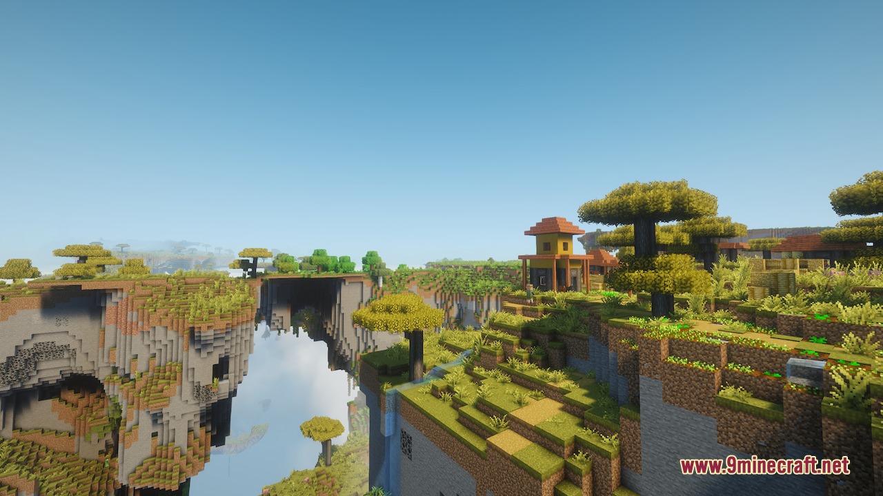 Aero Islands for Create Aeronautics by Nuclearobelisk Mod Screenshot 4 A small savanna village house on a floating island above the clouds